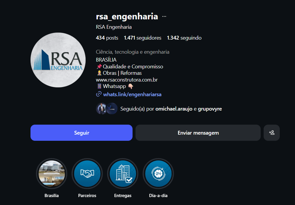 Print do projeto RSA Engenharia